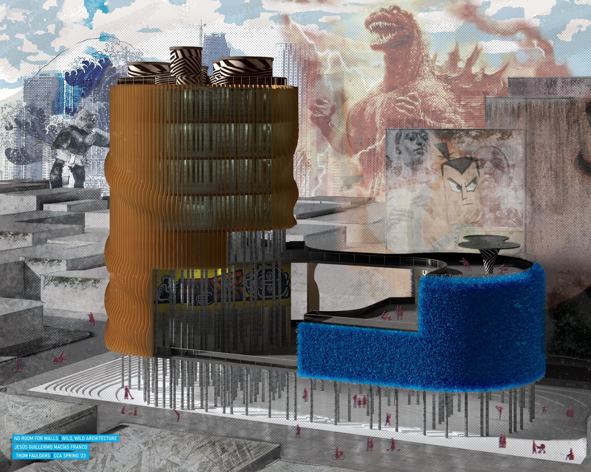 No Room for Walls, architectural collage by Jesus Guillermo Macias Franco, 2022 Scholar